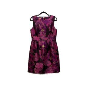 Tahari ASL Metallic Jacquard Floral Sheath Dress